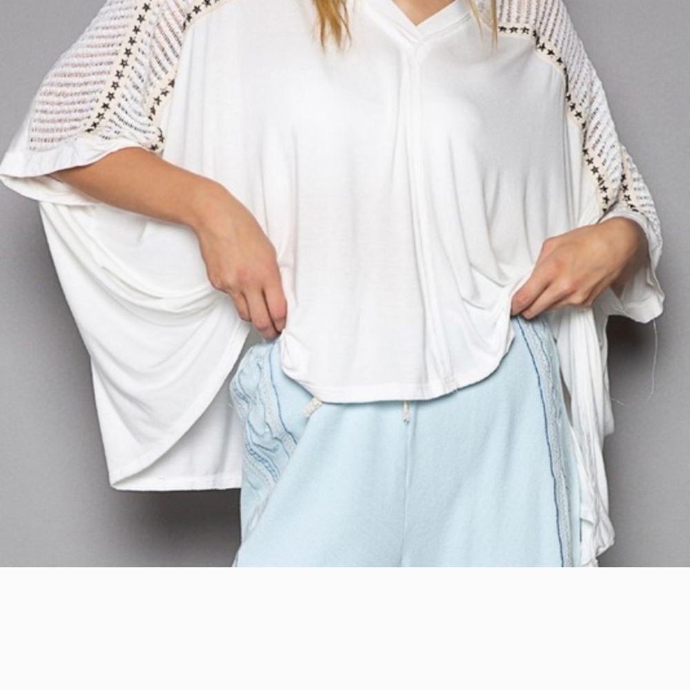 Chic White Batwing Sleeve Blouse